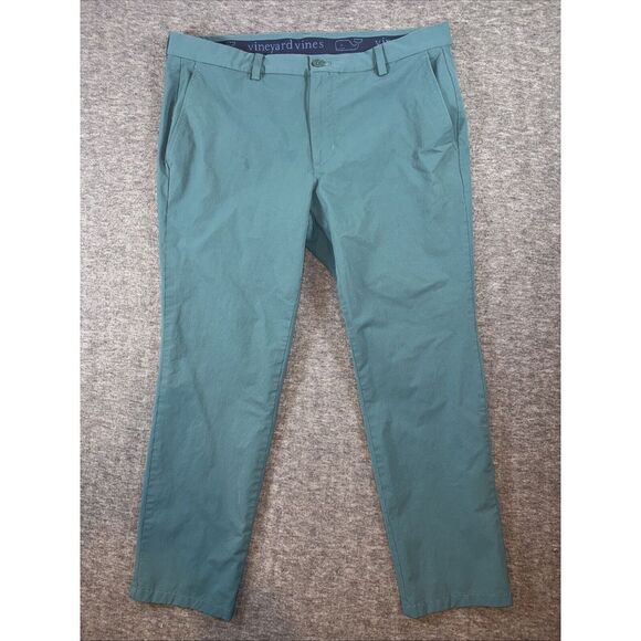 Vineyard Vines Mens Performance Golf Chino Pants Stretch Wicking Green Sz 38x29 - Picture 1 of 9